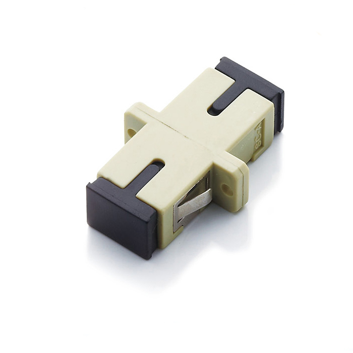 Multimode Single Core Fiber Optic Adapter SC Beige Plastic Flange - Click Image to Close